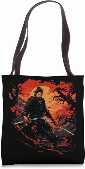 Samurai Battle Stance Ukiyo-e Tote Bag