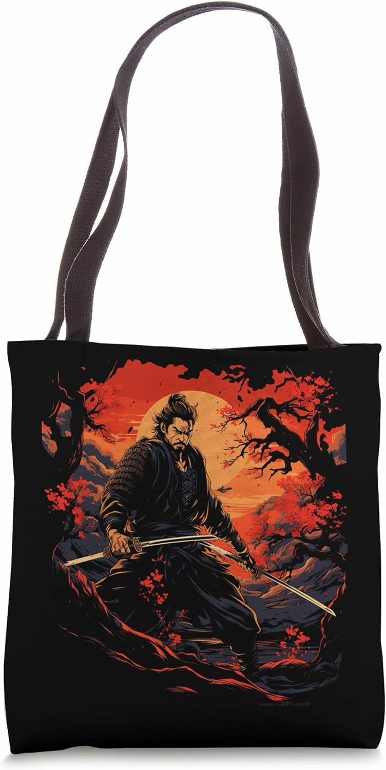 Samurai Battle Stance Ukiyo-e Tote Bag