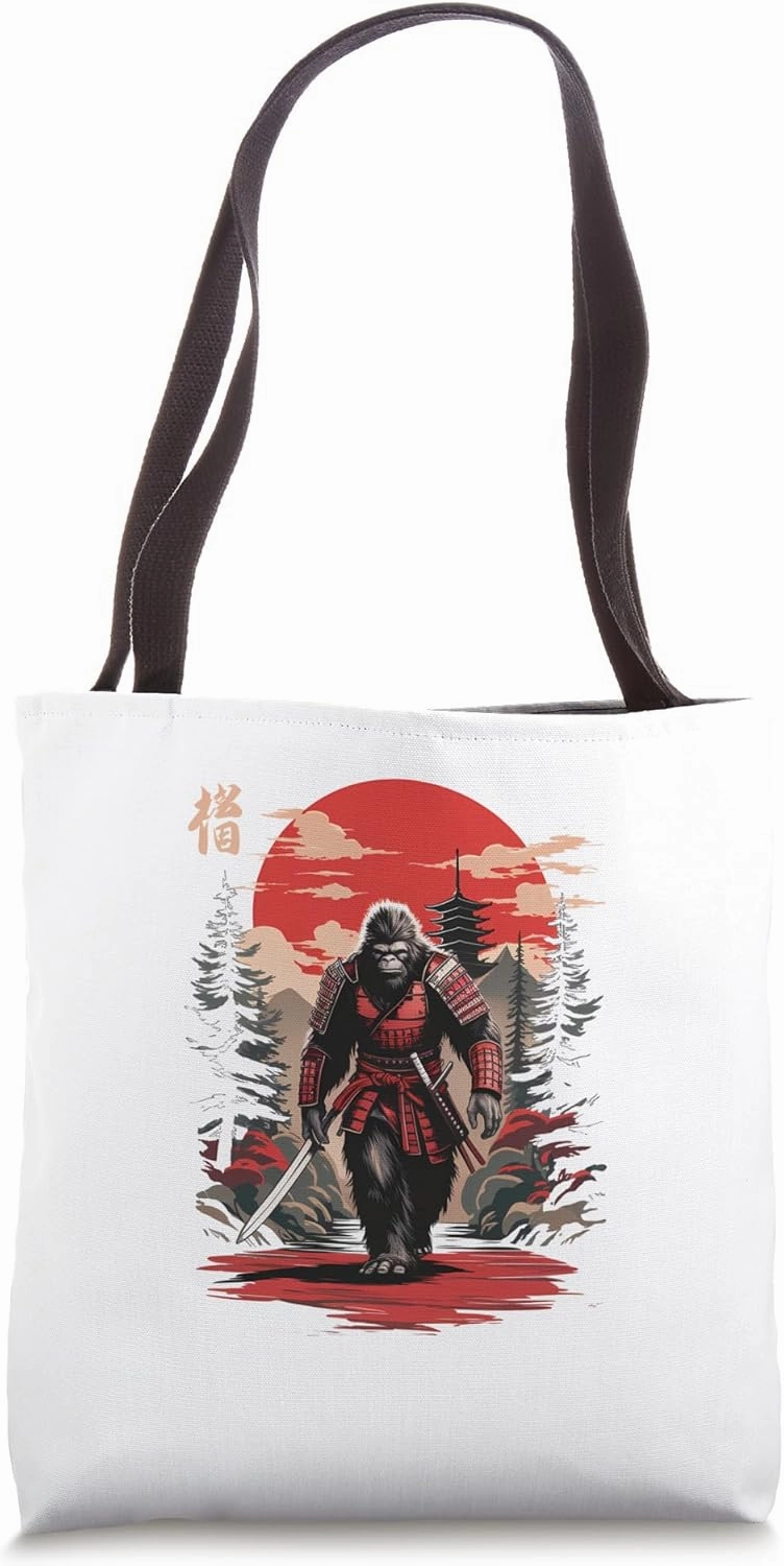 Samurai Bigfoot Japanese Vintage Design Funny Ukiyo-e Art Tote Bag