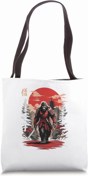 Samurai Bigfoot Japanese Vintage Design Funny Ukiyo-e Art Tote Bag
