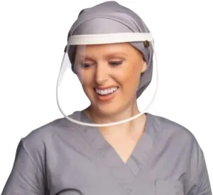 Satin-Lined Pro Scrub Cap, Adjustable Working Cap, Detachable Face Shield, Waterproof Bouffant Hat for Women, Rollable Shield