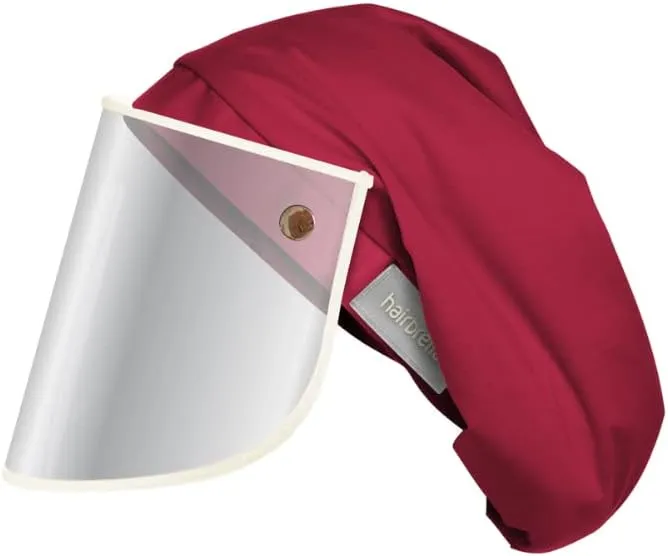 Satin-Lined Pro Scrub Cap, Adjustable Working Cap, Detachable Face Shield, Waterproof Bouffant Hat for Women, Rollable Shield