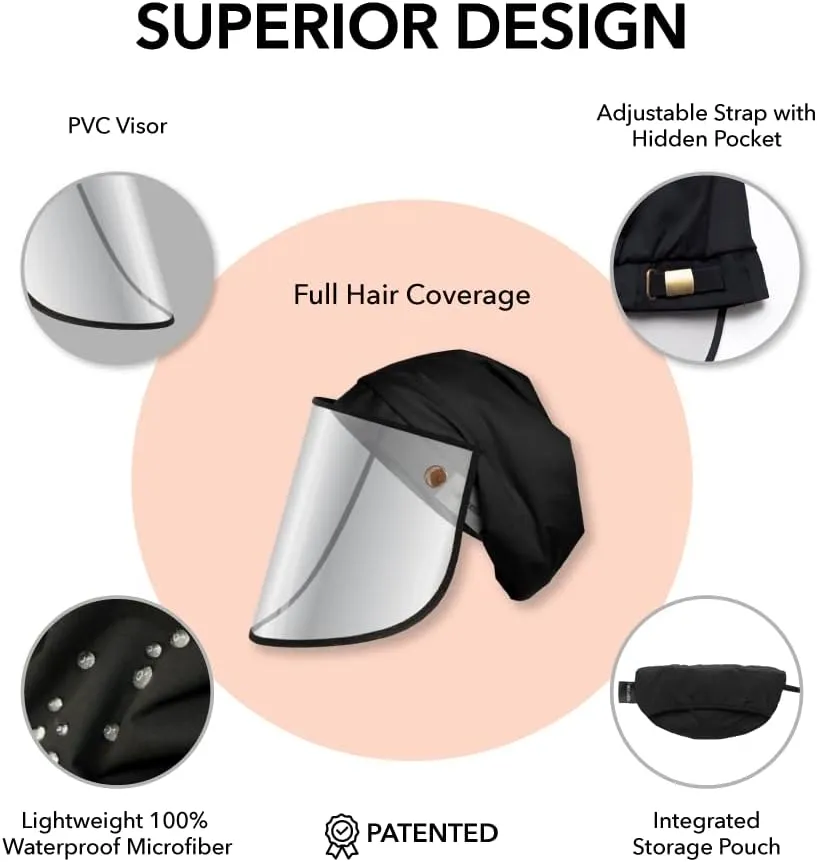 Satin-Lined Pro Scrub Cap, Adjustable Working Cap, Detachable Face Shield, Waterproof Bouffant Hat for Women, Rollable Shield