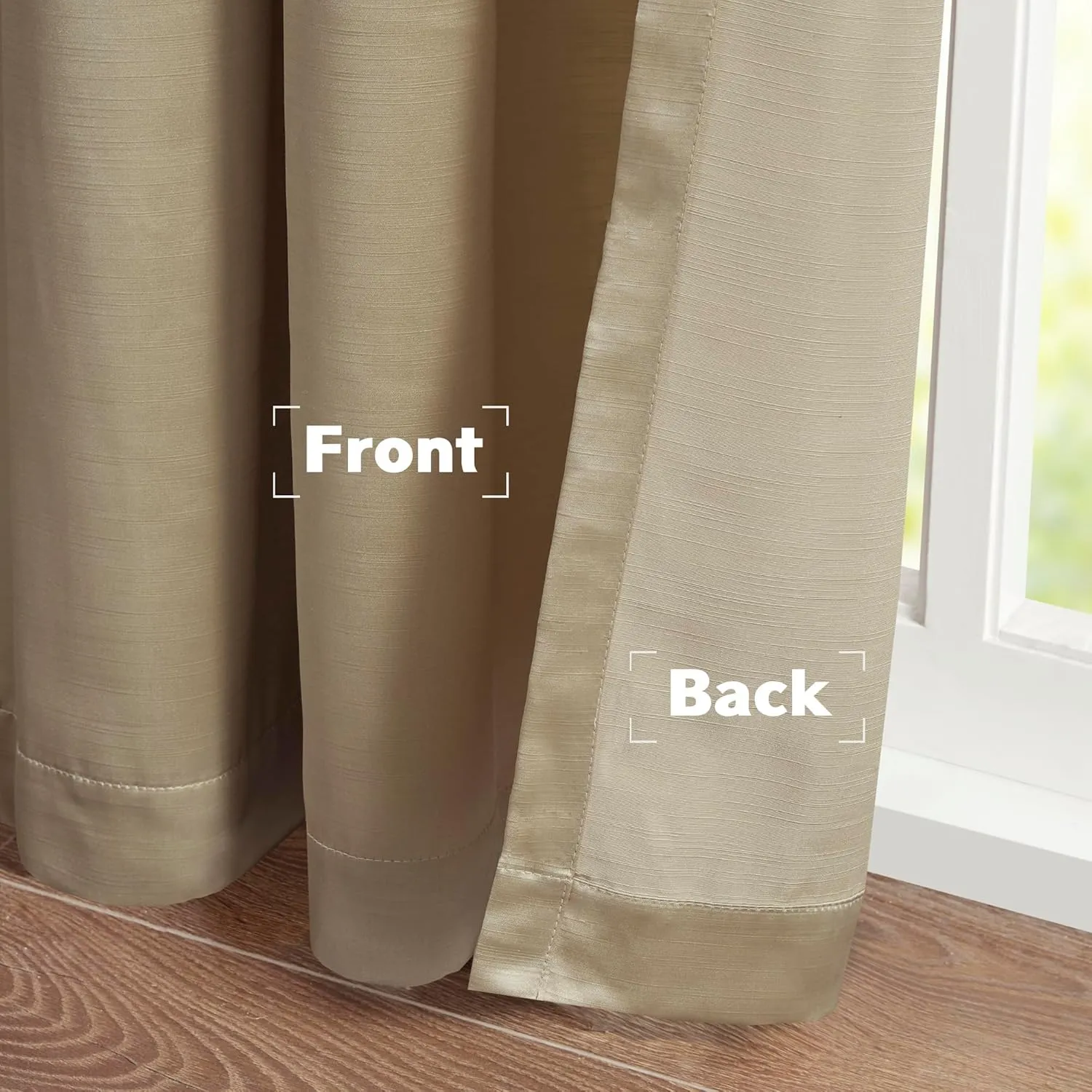 Satin Window Curtain - Luxurious Single Piece for Living Room & Bedroom, Dual Hanging Design, Avignon, 52x84 Champagne