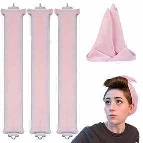 Satin Heatless Curler Set - Heatless Curls Overnight,Soft Curls & Frizz-Free Styling,Velvet Rollers with Satin Hair Scarf Overnight Heatless Curling Set for All Hair types
