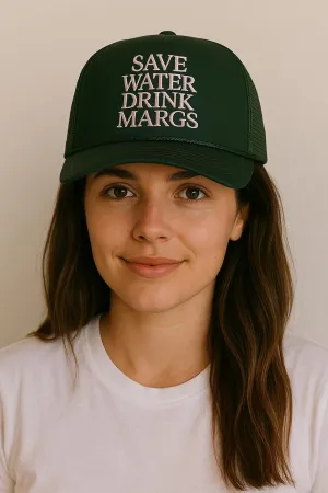Save Water Drink Margs Trucker Hat | Margarita Tequila Drinking Hat | Foam Snapback Hat for Men & Women