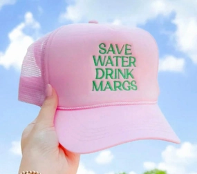 Save Water Drink Margs Trucker Hat | Margarita Tequila Drinking Hat | Foam Snapback Hat for Men & Women