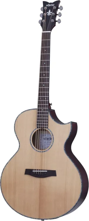 Schecter 6 String Orleans Stage Acoustic, Natural Satin Top-Vampyre Red Body (3711)