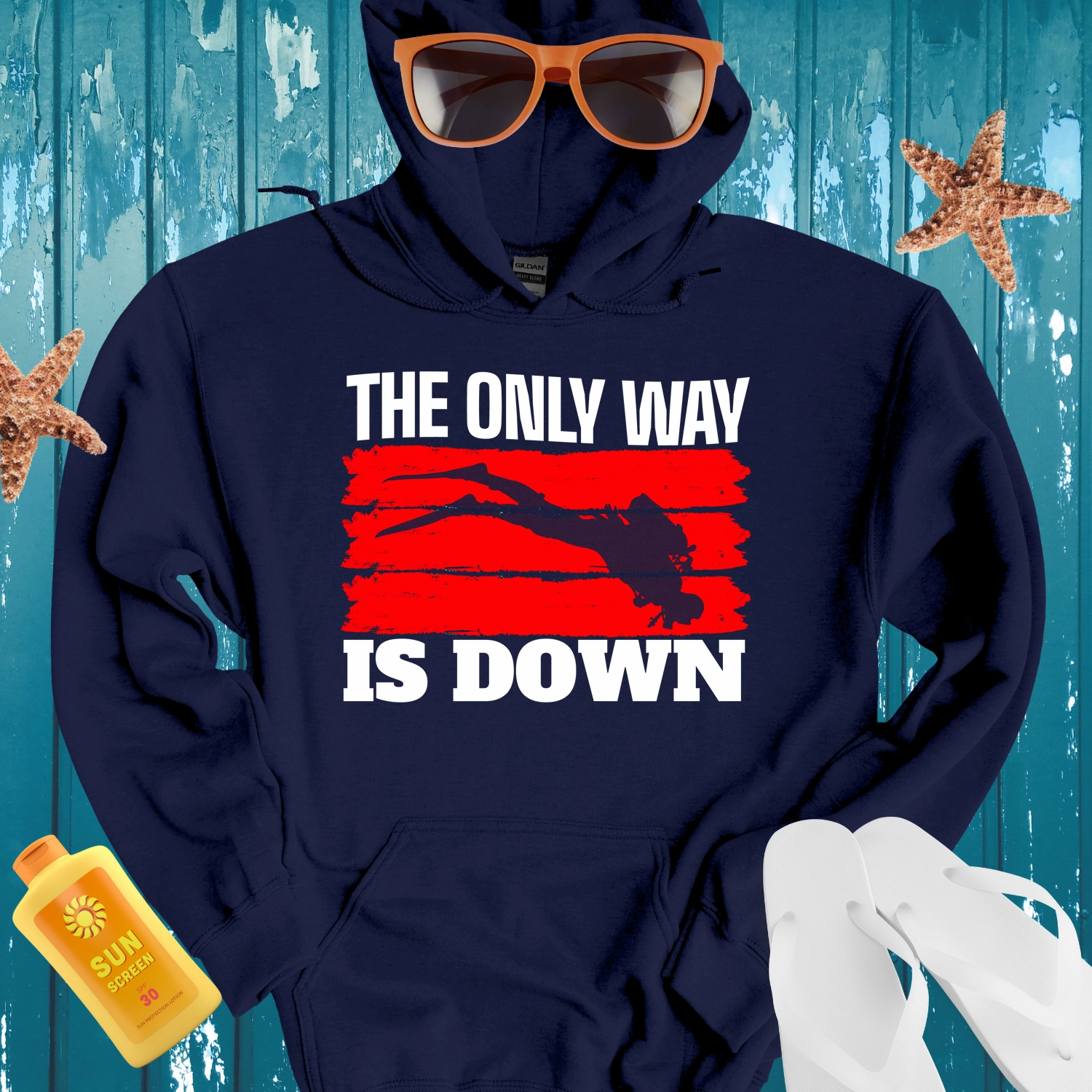 Scuba Diving Hoodie Black Bold Adventure Statement