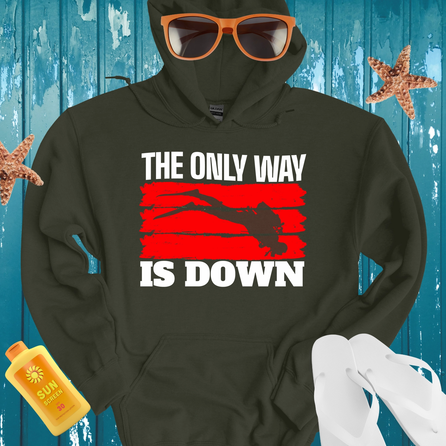 Scuba Diving Hoodie Black Bold Adventure Statement