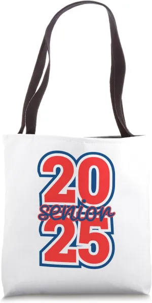 Senior Class 2025 School Colors Blue Red High School Tote Bag
