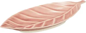 Seto Ware 027-0507 Plate Plate, M, Approx. 11.0 x 5.1 inches (28 x 13 cm), Efu Kiln Leaf, Rose, Pink, Microwave, Dishwasher Safe, Made in Japan