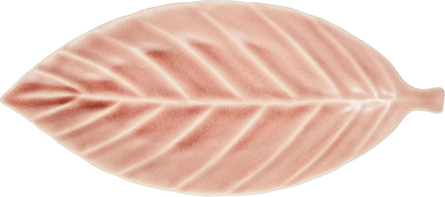 Seto Ware 027-0507 Plate Plate, M, Approx. 11.0 x 5.1 inches (28 x 13 cm), Efu Kiln Leaf, Rose, Pink, Microwave, Dishwasher Safe, Made in Japan