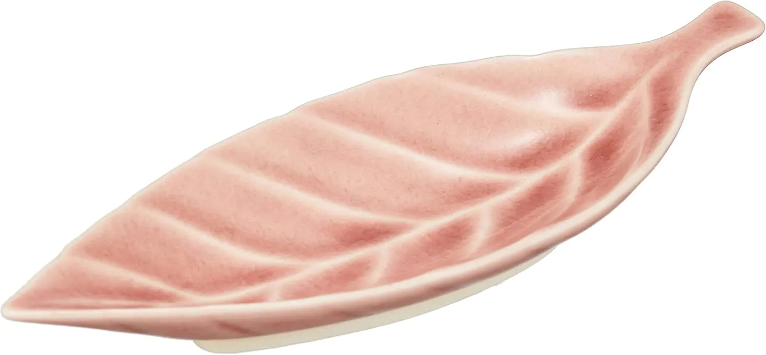 Seto Ware 027-0512 Plate Plate, Small, Approx. 5.9 x 2.4 inches (15 x 6 cm), Gefu Kiln Leaf, Rose, Pink, Microwave, Dishwasher Safe, Made in Japan