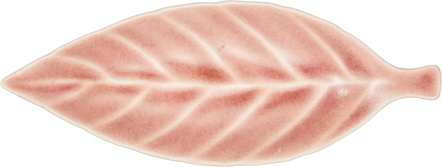 Seto Ware 027-0512 Plate Plate, Small, Approx. 5.9 x 2.4 inches (15 x 6 cm), Gefu Kiln Leaf, Rose, Pink, Microwave, Dishwasher Safe, Made in Japan