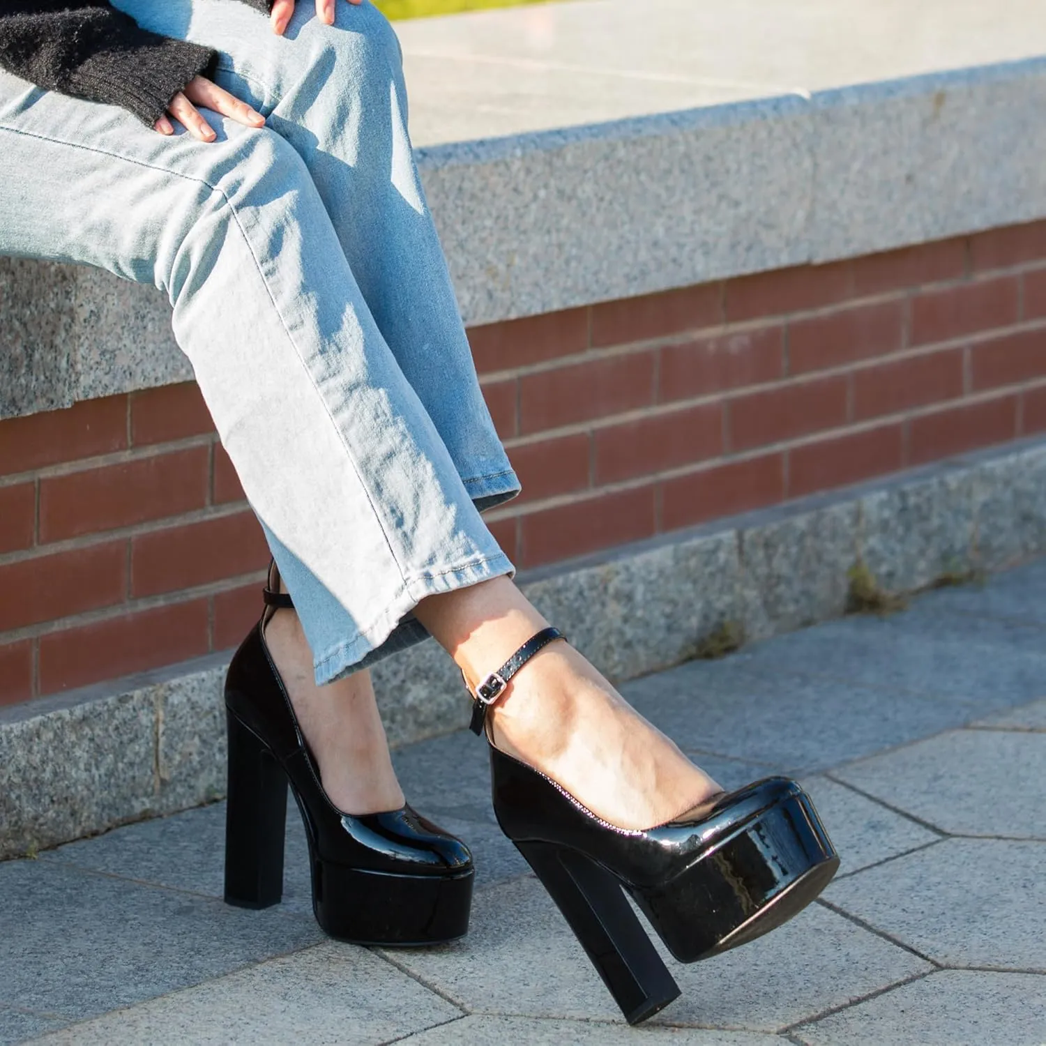 Sexy Gothic Ankle Strap Platform Heels for Women Pumps with High Chunky Heels - Perfect for Party, Wedding, Prom, Cosplay