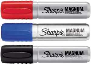 Sharpie Magnum - Blue   Black   Red - 3-Color Bundle - Magnum Oversized Permanent Markers - Chisel Tip