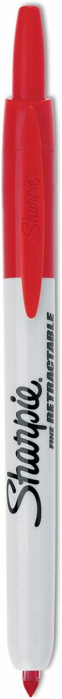 SHARPIE 32702 Retractable Permanent Markers, Fine Point, Red, 12 Count