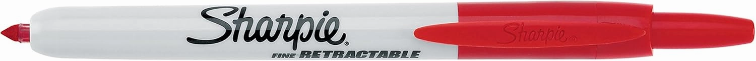 SHARPIE 32702 Retractable Permanent Markers, Fine Point, Red, 12 Count