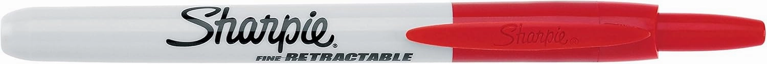 SHARPIE 32702 Retractable Permanent Markers, Fine Point, Red, 12 Count