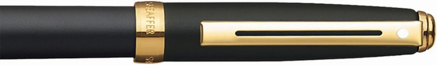 Sheaffer Prelude Black Matte Fountain Pen with 22KT Gold-Plated Trim and Medium Nib