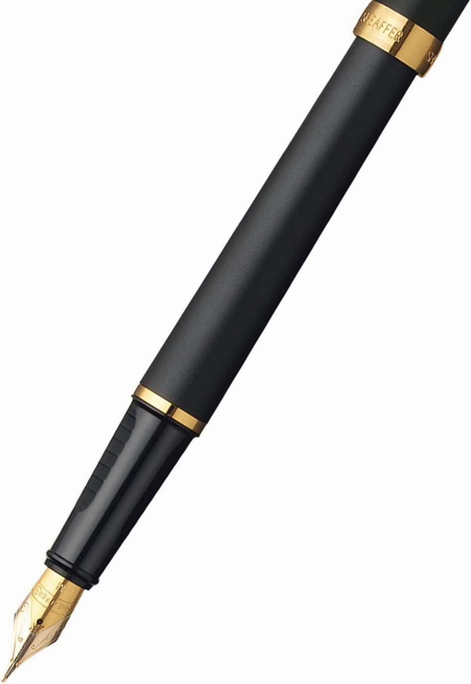 Sheaffer Prelude Black Matte Fountain Pen with 22KT Gold-Plated Trim and Medium Nib