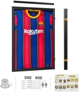 ShirtDisplay Frame Case Large Frames Shadow Box Lockable with UV Protection Acrylic Hanger and Wall Mount Option for Baseball Basketball Football Soccer Hockey Sport Shirt