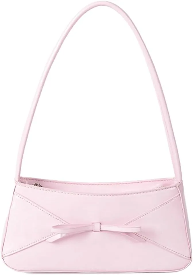 Shoulder Bag for Women Small Cute Bow Y2K Leather Clutch Purse Top Handle Handbag Trendy Underarm Bag Satchel 2025