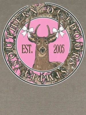 Simply Southern Deer - Pink Camouflage - White Bows - Adult T-Shirt