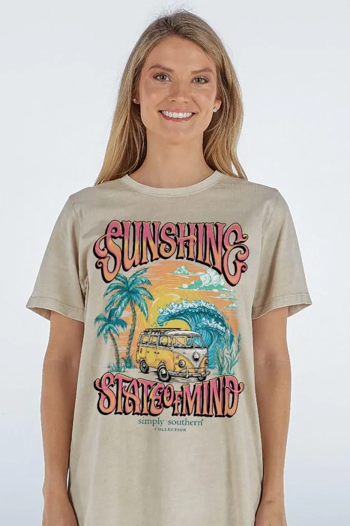 Simply Southern Sunshine State of Mind - Vintage Van - Beach - Palm Trees - Adult T-Shirt