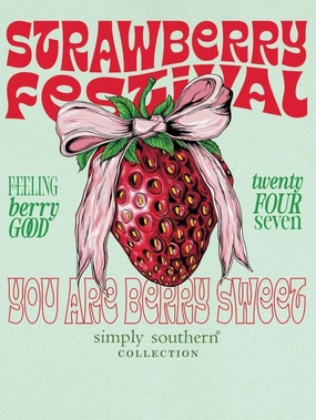 Simply Southern Strawberry Festival Relaxed Fit Short Sleeve Women's T-Shirt, Mint Green
