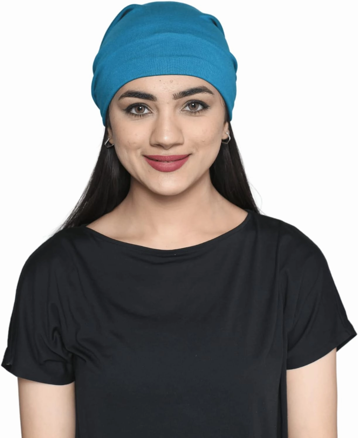 Slouchy Satin Lined Women Bamboo Beanie Headwear for Curly and Frizzy Hair