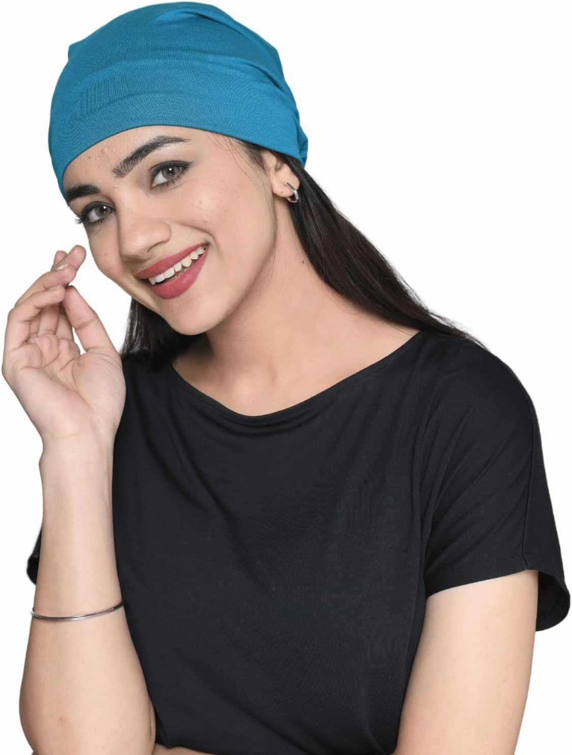 Slouchy Satin Lined Women Bamboo Beanie Headwear for Curly and Frizzy Hair