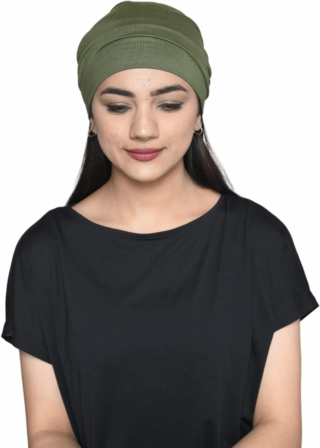 Slouchy Satin Lined Women Bamboo Beanie Headwear for Curly and Frizzy Hair