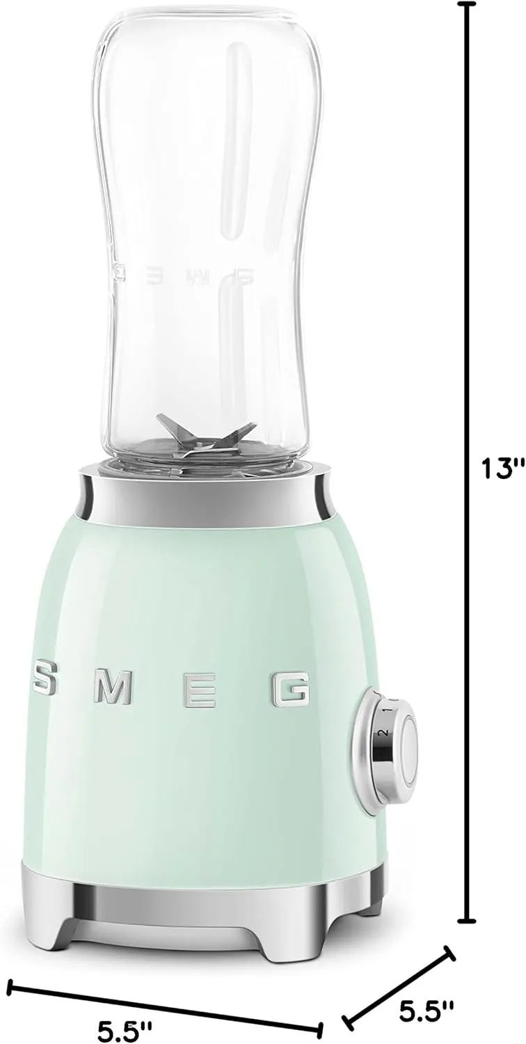 SMEG 50's Retro Style Personal Blender with Backlit Knob and Two BPA 600 ML Free bottles PBF01PGUS Pastel Green