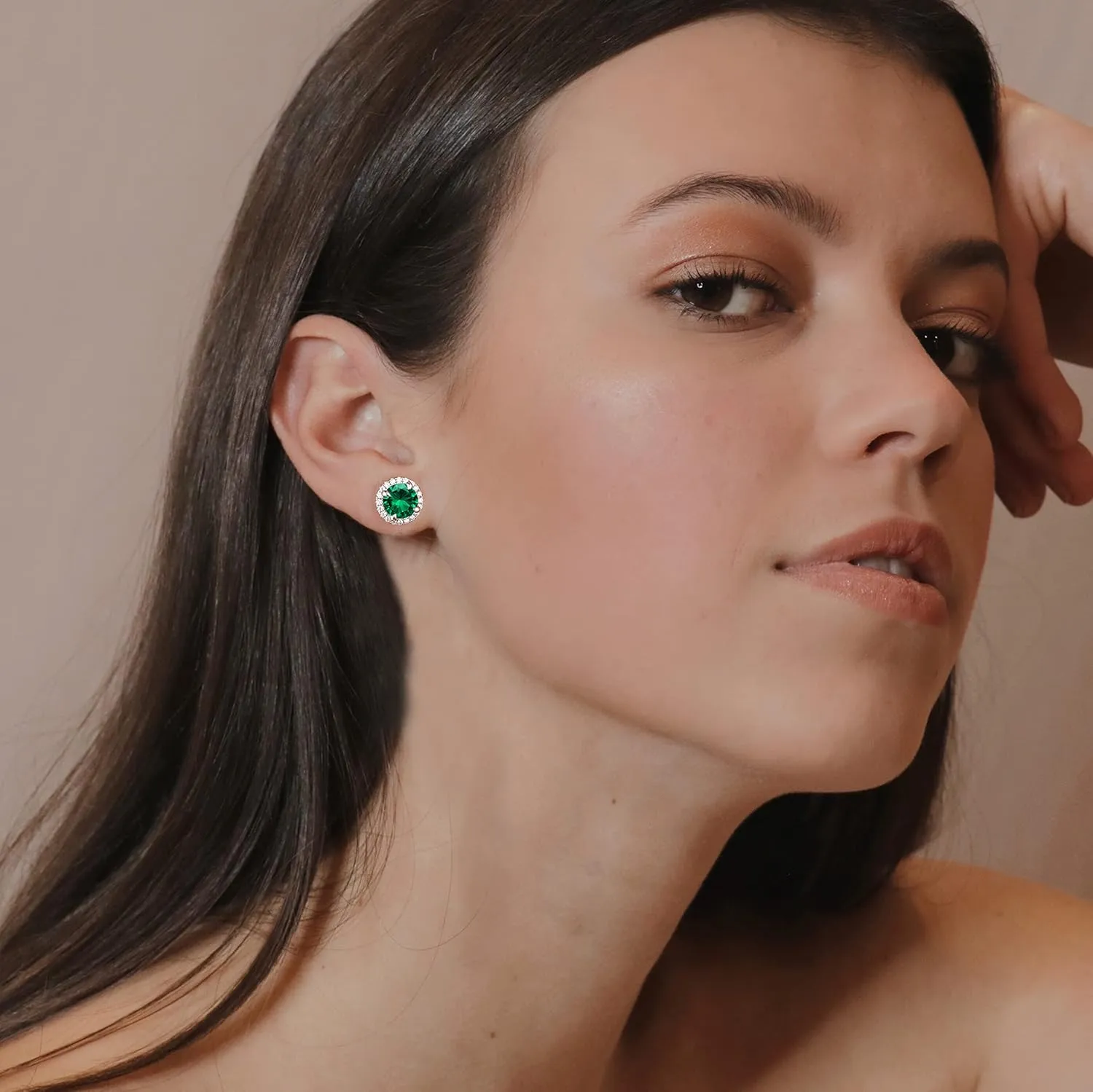 SMILEST Halo Birthstone Earrings for Women, 925 Sterling Silver Earrings Amethyst Ruby Aquamarine Birthstone Stud Earrings Anniversary Birthday Gifts for Women Mom Wife Daughter Gilrfriend Grandma