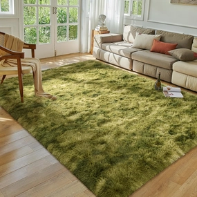 Softlife Area Rug for Living Room, Fluffy Shag Plush 6x9 Green Rugs for Bedroom Girls Kids, Shaggy Soft Fuzzy Tie Dyed Large Carpet for Floor Bedside Ultra Cozy Non-Slip Indoor Decor