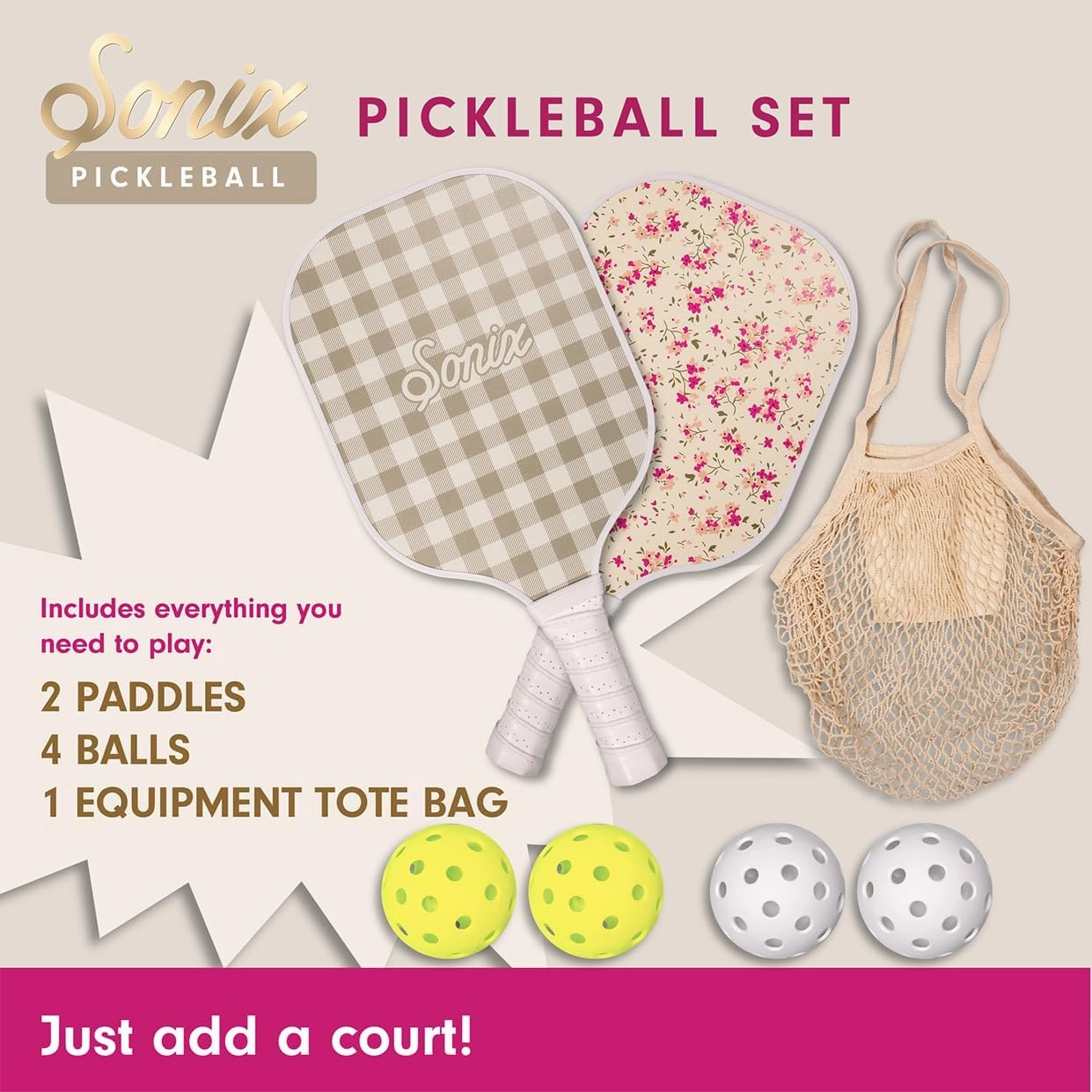 Sonix | USAPA Approved | Pickleball Paddles Set of 2 | Fiberglass Surface Pickleball Set with 2 Rackets, 4 Balls, & Bag