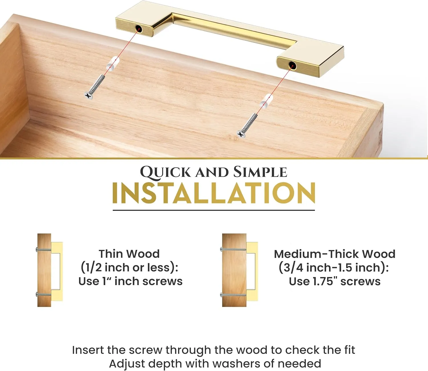 Southern Hills 5 Pack Gold Cabinet Pulls - 96mm Brushed Gold Drawer Pulls for Drawers & Cupboards