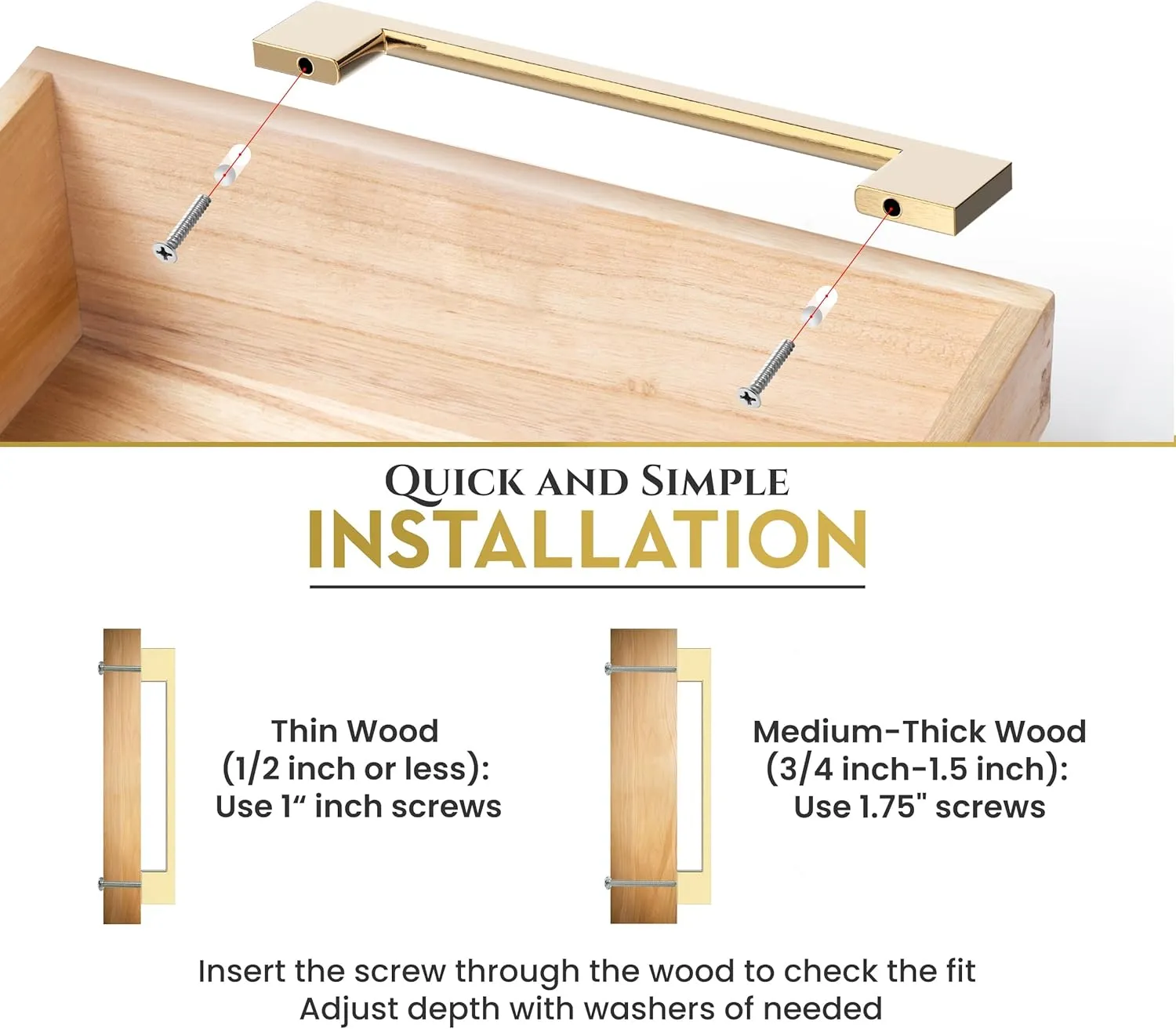 Southern Hills 5pc Brushed Gold Cabinet Pulls, 6.25"(160mm) Screw Spacing - Handles for Cabinets, Champagne Drawer, Dresser Brass Kitchen Hardware