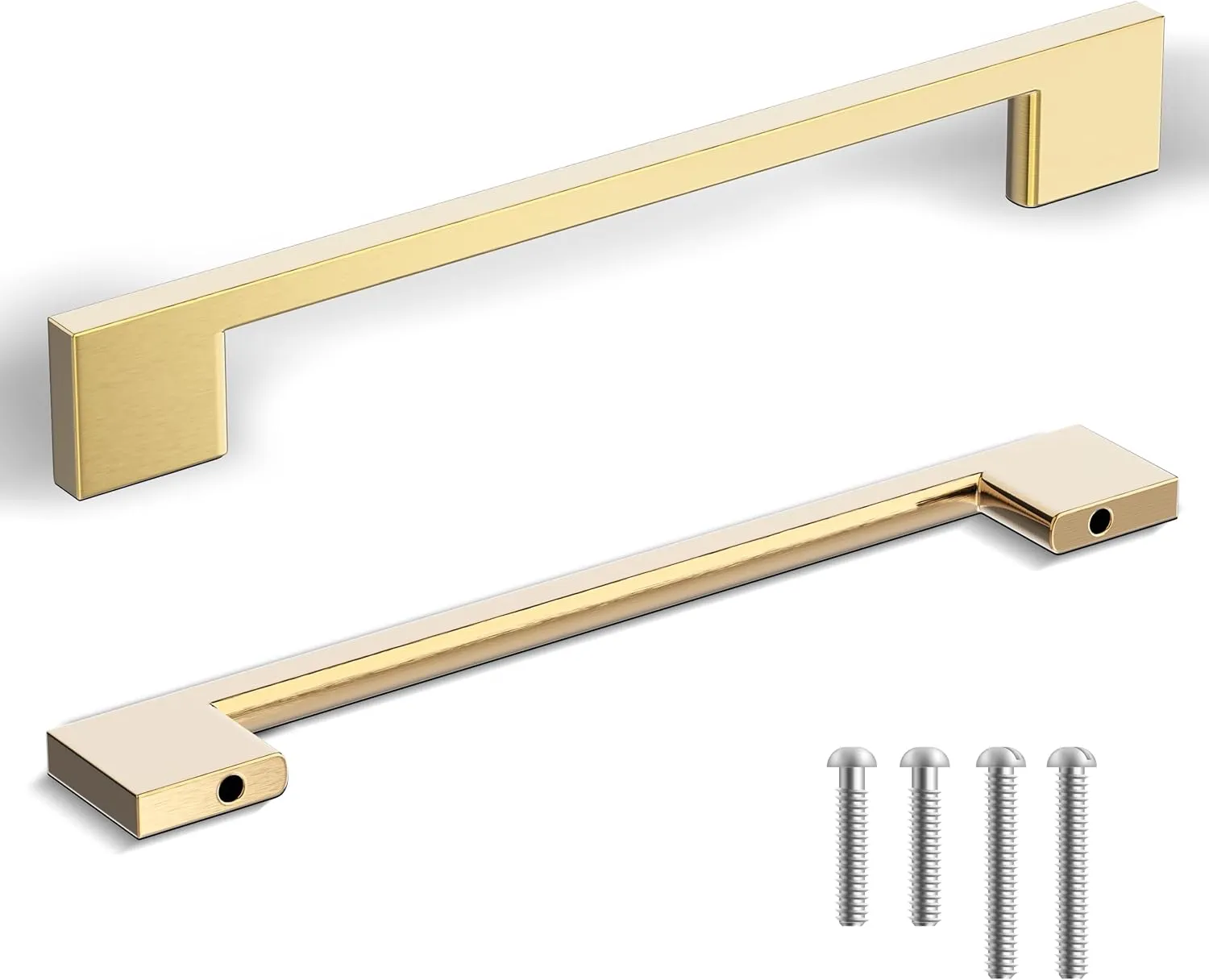 Southern Hills 5pc Brushed Gold Cabinet Pulls, 6.25"(160mm) Screw Spacing - Handles for Cabinets, Champagne Drawer, Dresser Brass Kitchen Hardware