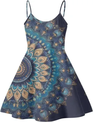 Spaghetti Strap Midi Satin Dresses Summer Sleeveless Sundree Women Girl Beach Party Swing Dress