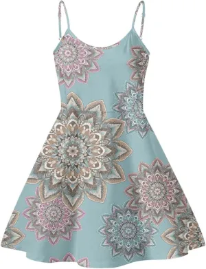 Spaghetti Strap Midi Satin Dresses Summer Sleeveless Sundree Women Girl Beach Party Swing Dress