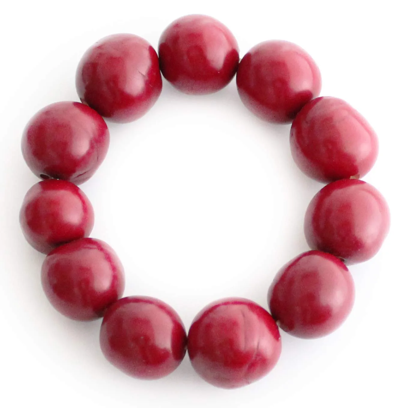 Spheres Tagua Bracelet Red Handmade Fair Trade