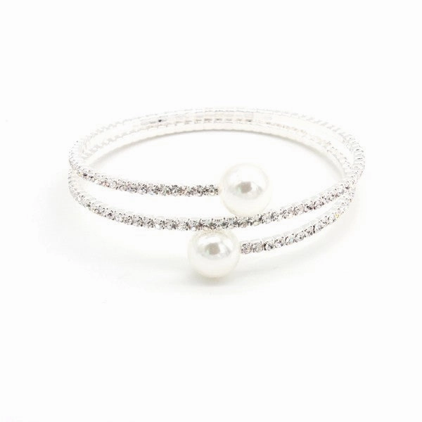 SPIRAL RHINESTONE BRACELET WITH PEARLS