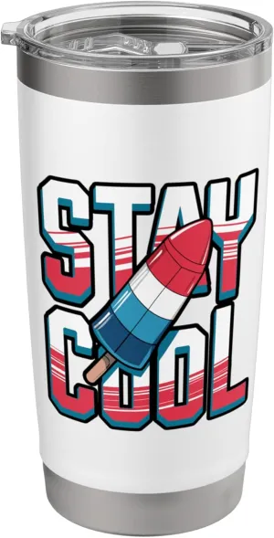 Stay Cool Rocket Popsicle Design Stainless Steel Insulated Tumbler