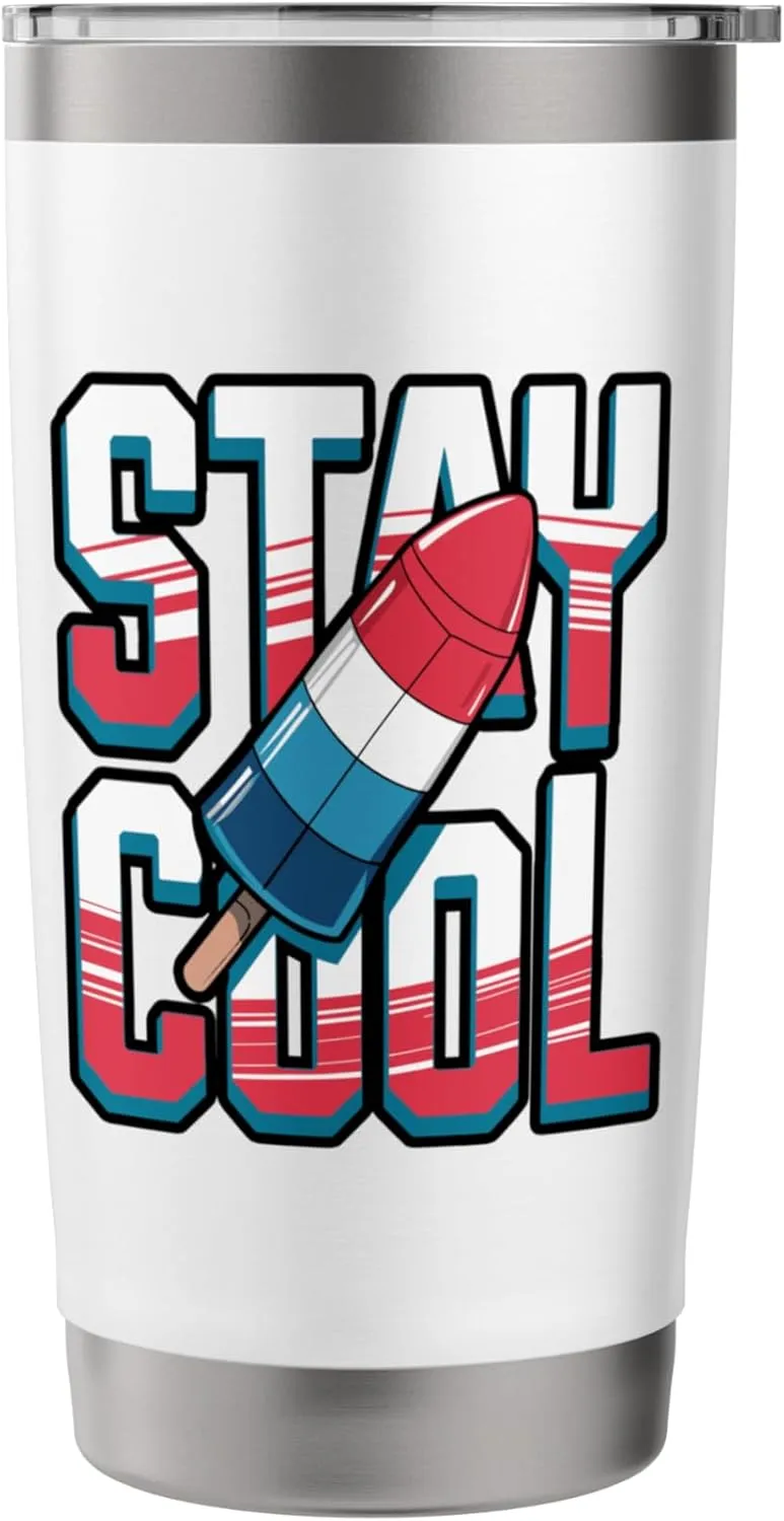 Stay Cool Rocket Popsicle Design Stainless Steel Insulated Tumbler