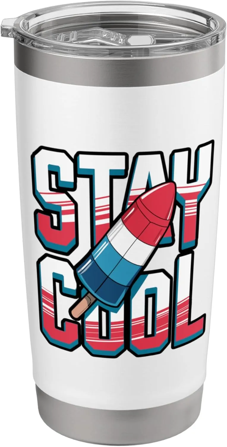 Stay Cool Rocket Popsicle Design Stainless Steel Insulated Tumbler