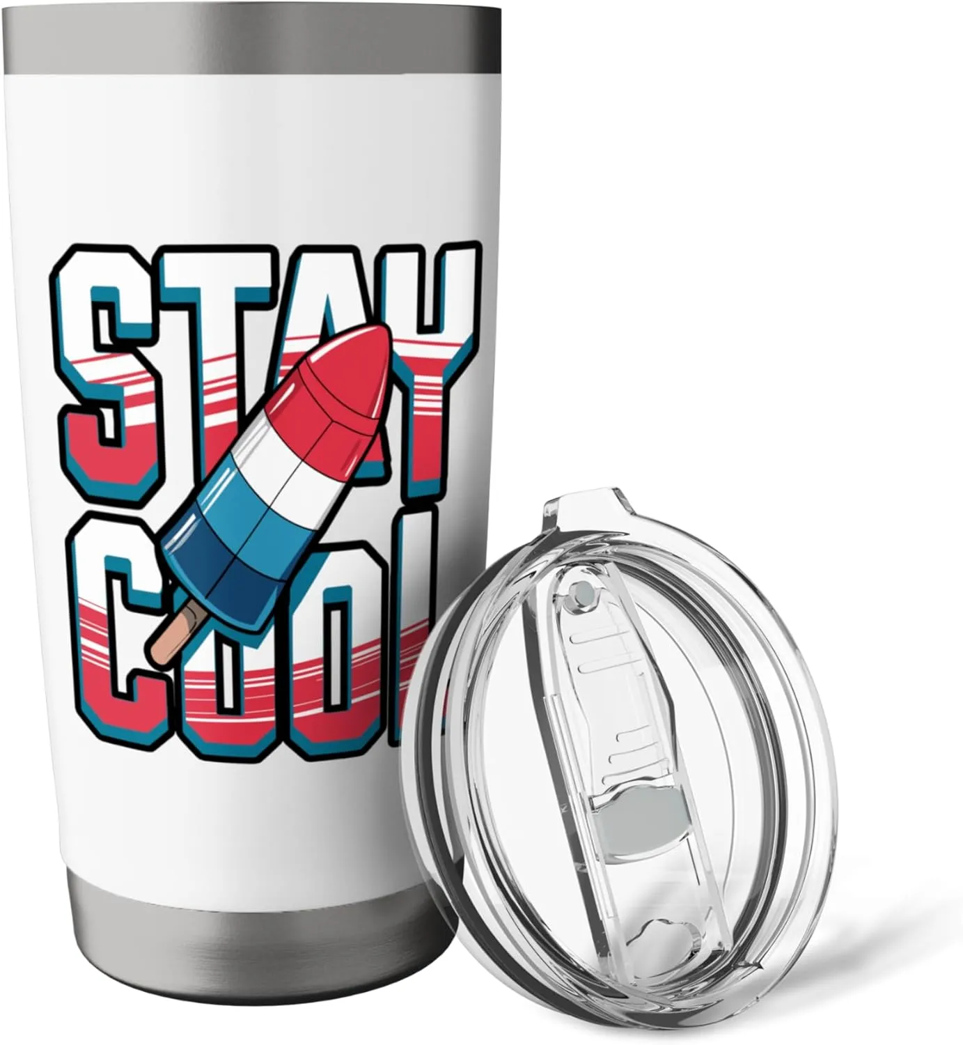 Stay Cool Rocket Popsicle Design Stainless Steel Insulated Tumbler