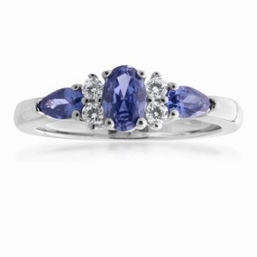 Sterling Silver Zirconia Oval and Pear Ring